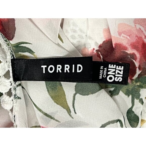 Torrid Floral Sheer Kimono Wrap Crochet Cover Up One Size Plus Short Sleeve New - Picture 8 of 8